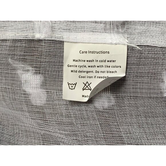 White Sheer Curtain Panels with Polka Dot Design set of 2 Panels 56Wx63L - Picture 7 of 7